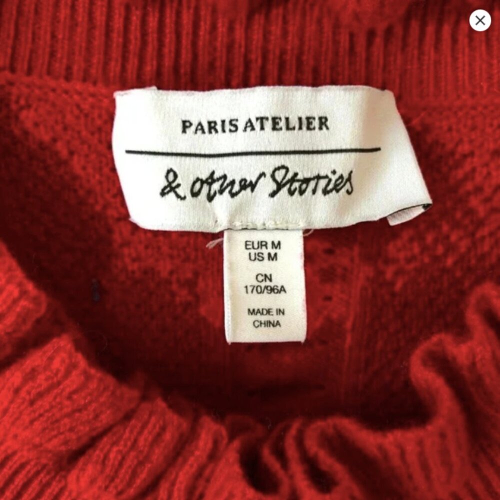 & Other Stories Red Sweater with Ruffle Detail, Mock Neck - Picture 8 of 10